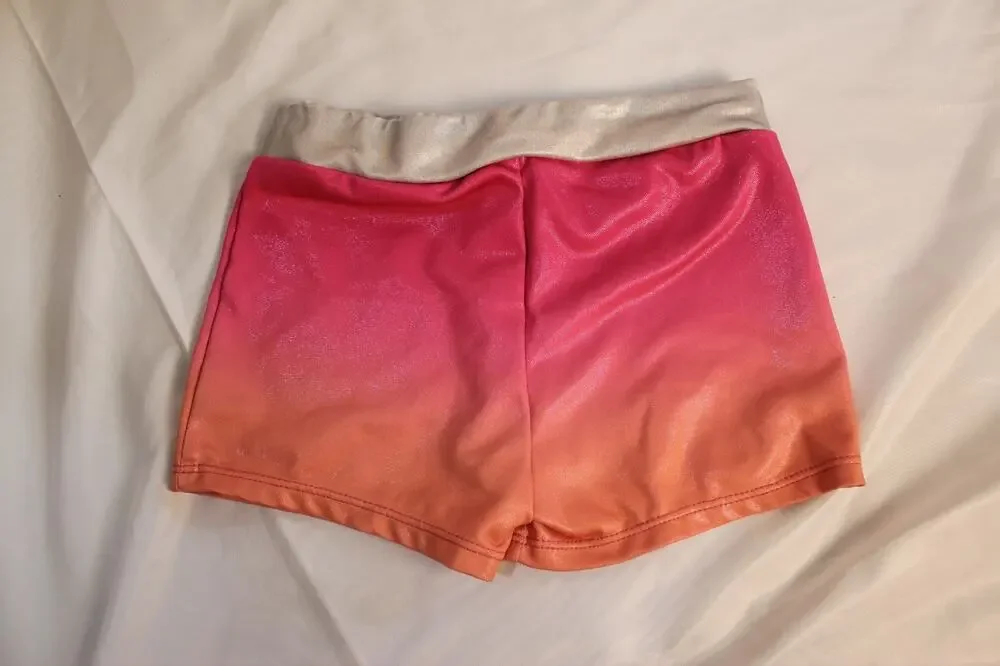 Athletic Works Girls S 6/6x Pink Orange Ombre Metallic Athletic Shorts